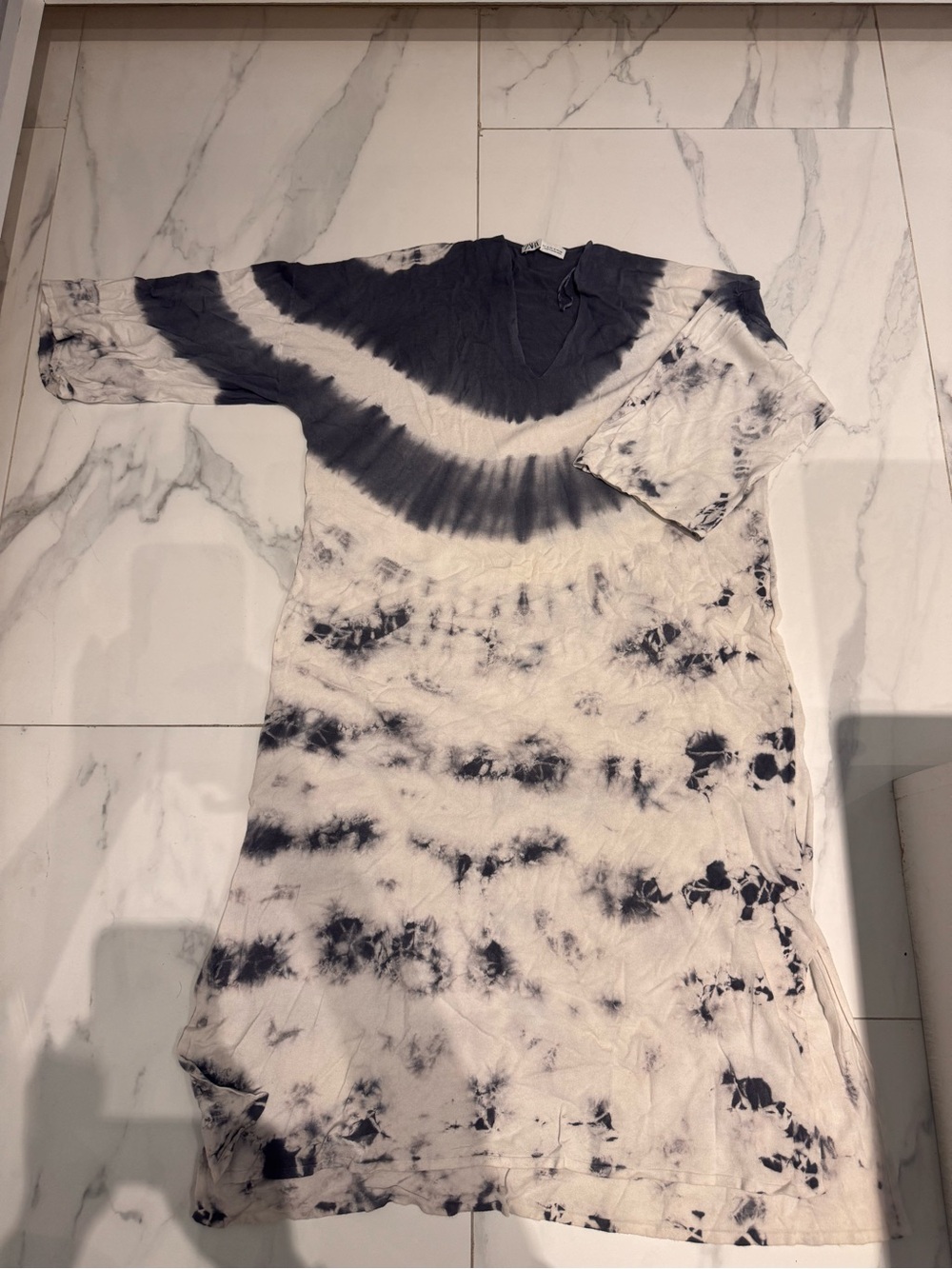 Zara Black and White Tie-Dye Maxi Dress